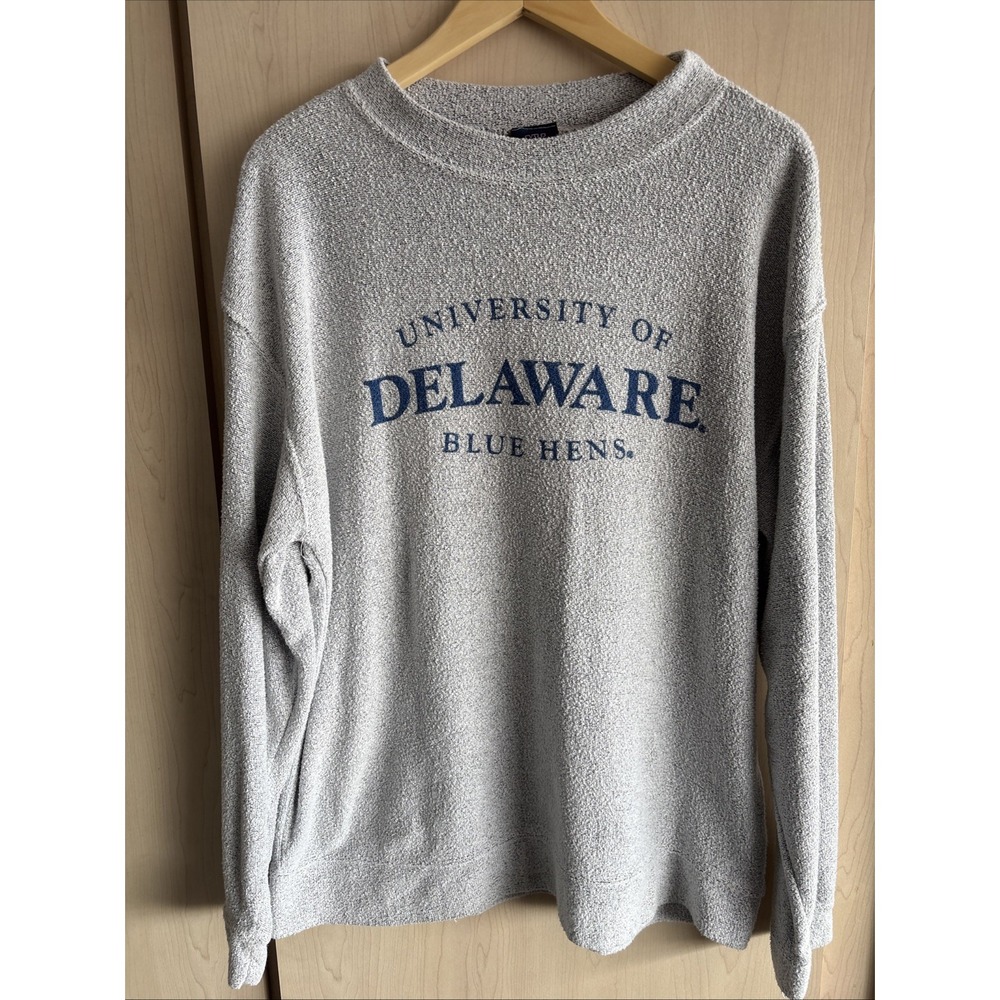 VTG University Of Delaware Blue Hens MV Sport Terry Cloth Sweatshirt‎ Mens Large